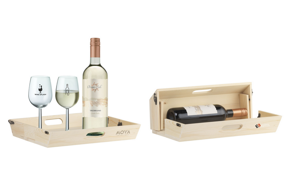 Wine gift box and a tray in one