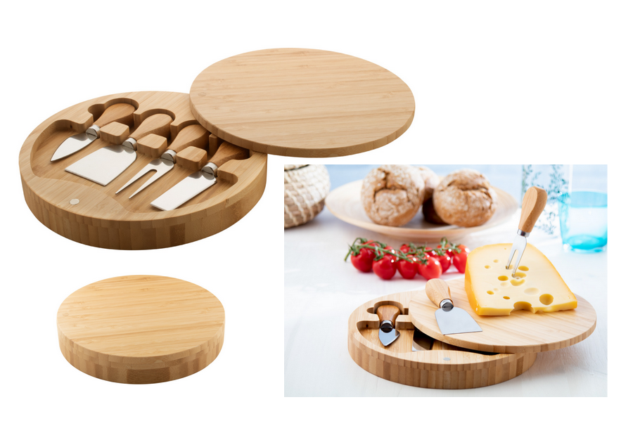 VIP gift set - snack serving board "ROUND" with your logo engraved