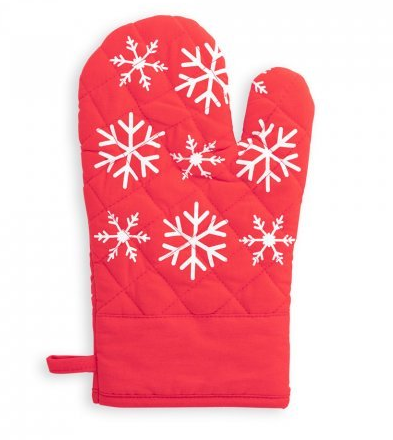 100% cotton kitchen glove with Christmas decorations.