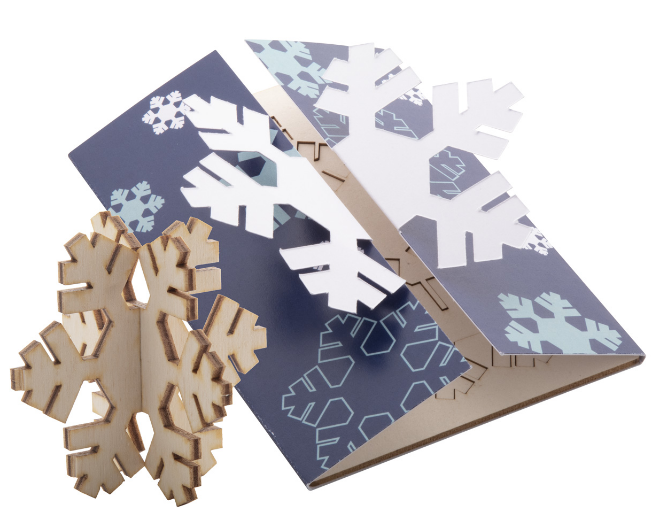 Custom made, foldable paper Christmas card with custom graphics plus puzzle
