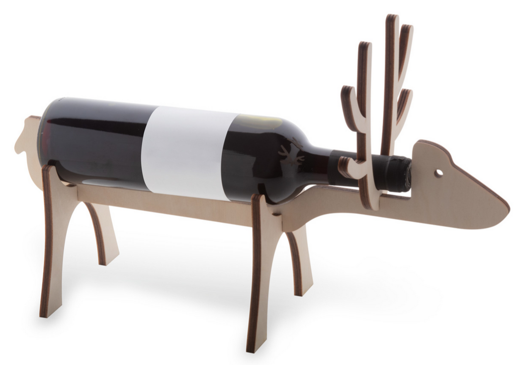 Reindeer shaped, birch plywood wine rack