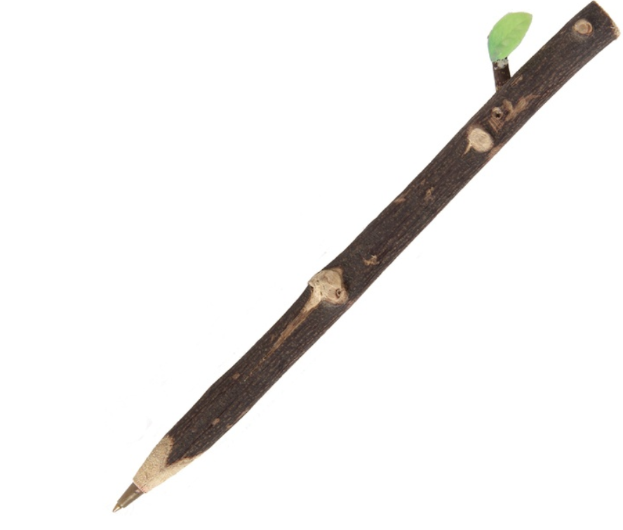 Koka pildspalva ar plaukstošu lapiņu