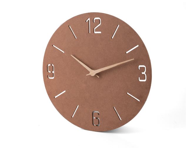 Wall clock "Natural" elegant brown, with logo